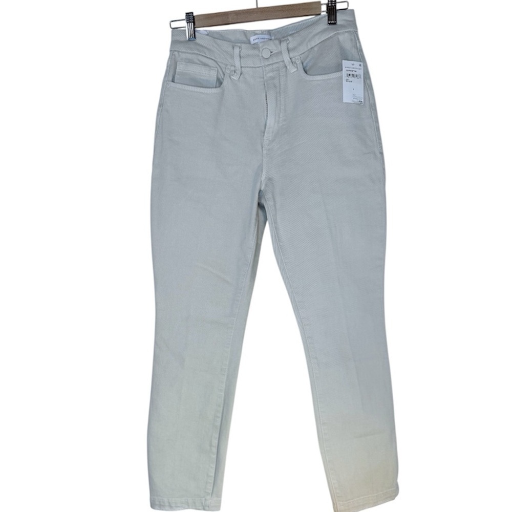 Good American “Good Classic Slim” Cream High Waist Denim Jeans